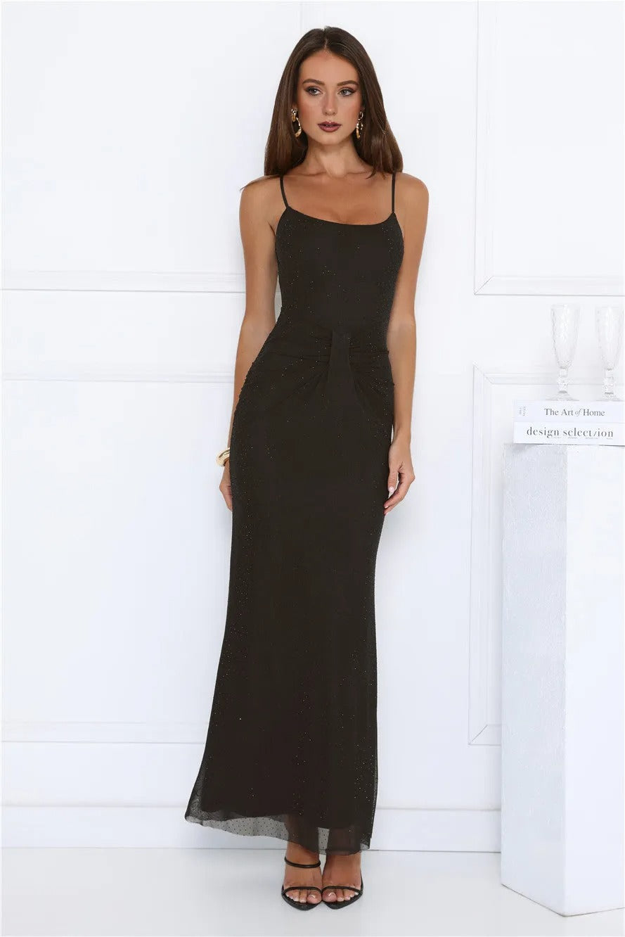 Women’s Black Maxi Evening Dress – Elegant Sleeveless Formal Gown