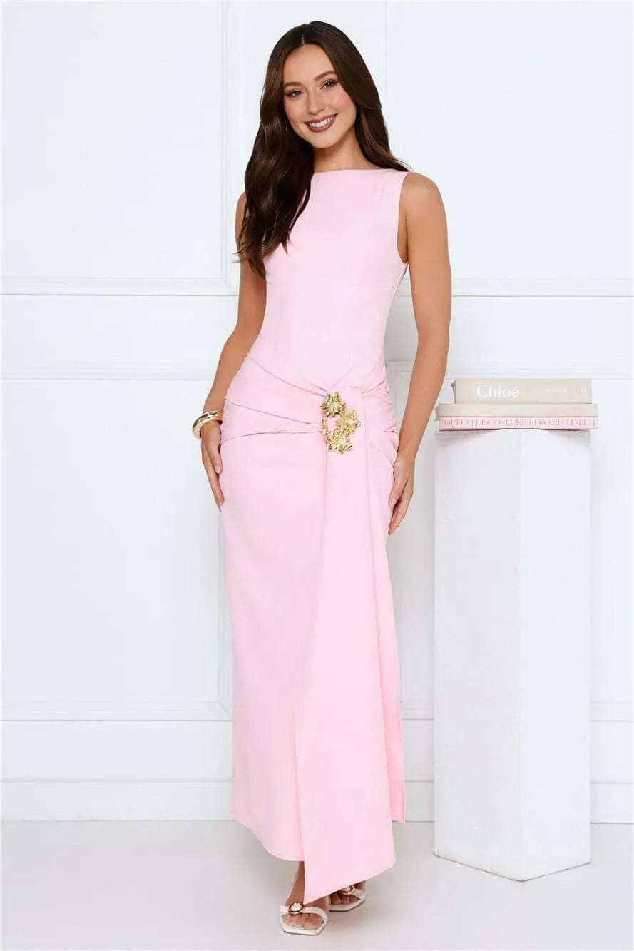 Women’s Maxi Dress – Pink Formal Evening Party Gown
