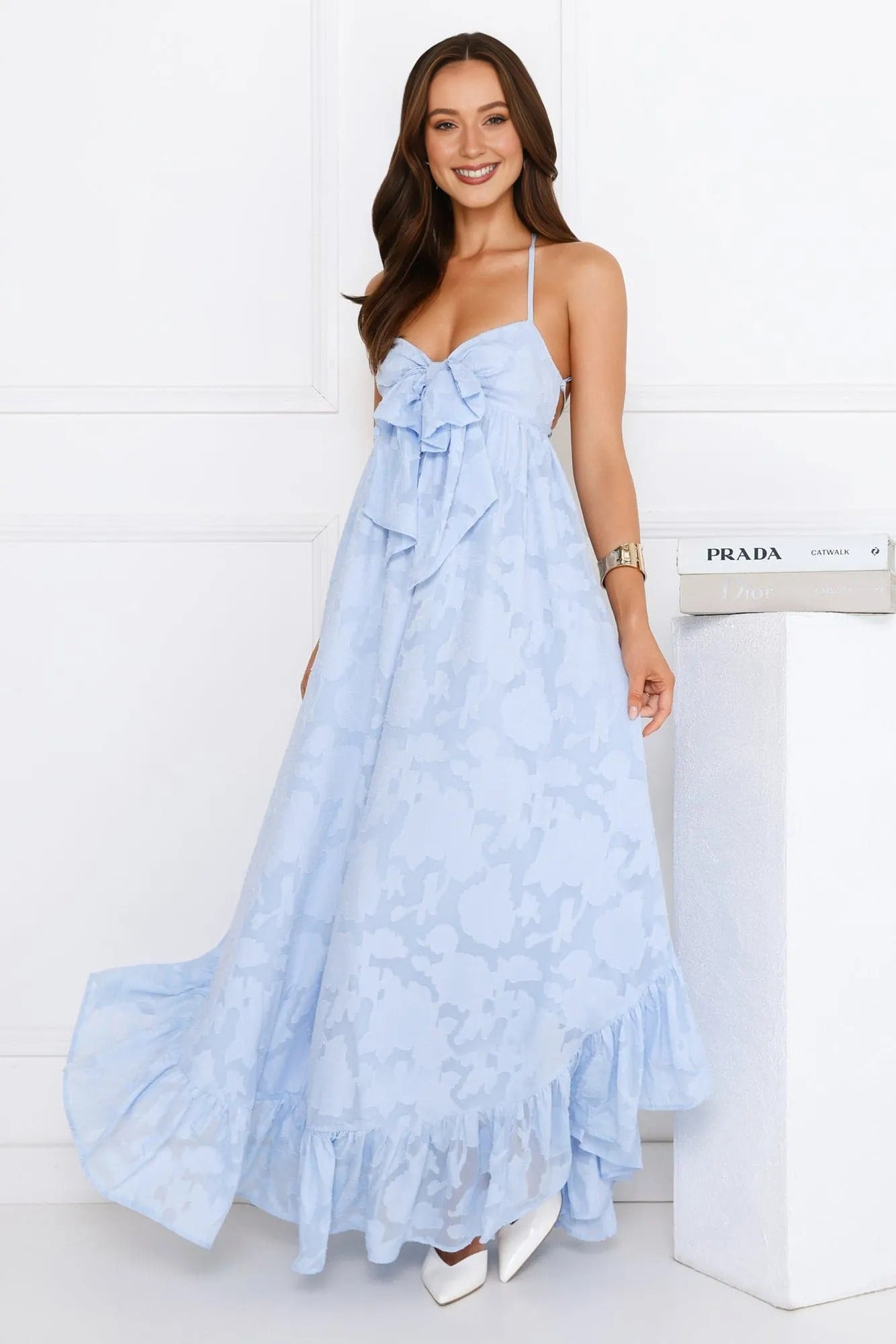 Women’s Maxi Dress Elegant Fit Satin Evening Blue