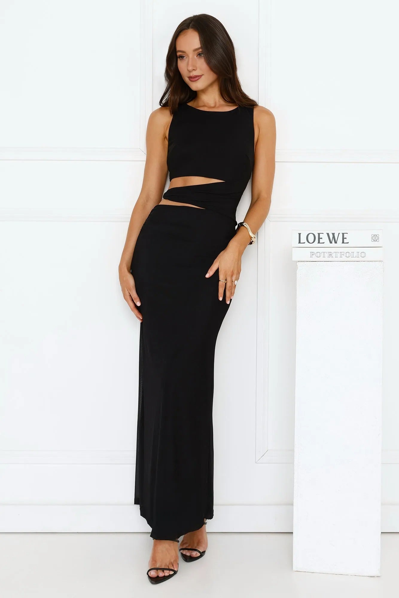 Women’s Black Mesh Maxi Evening Dress – Elegant Formal Gown
